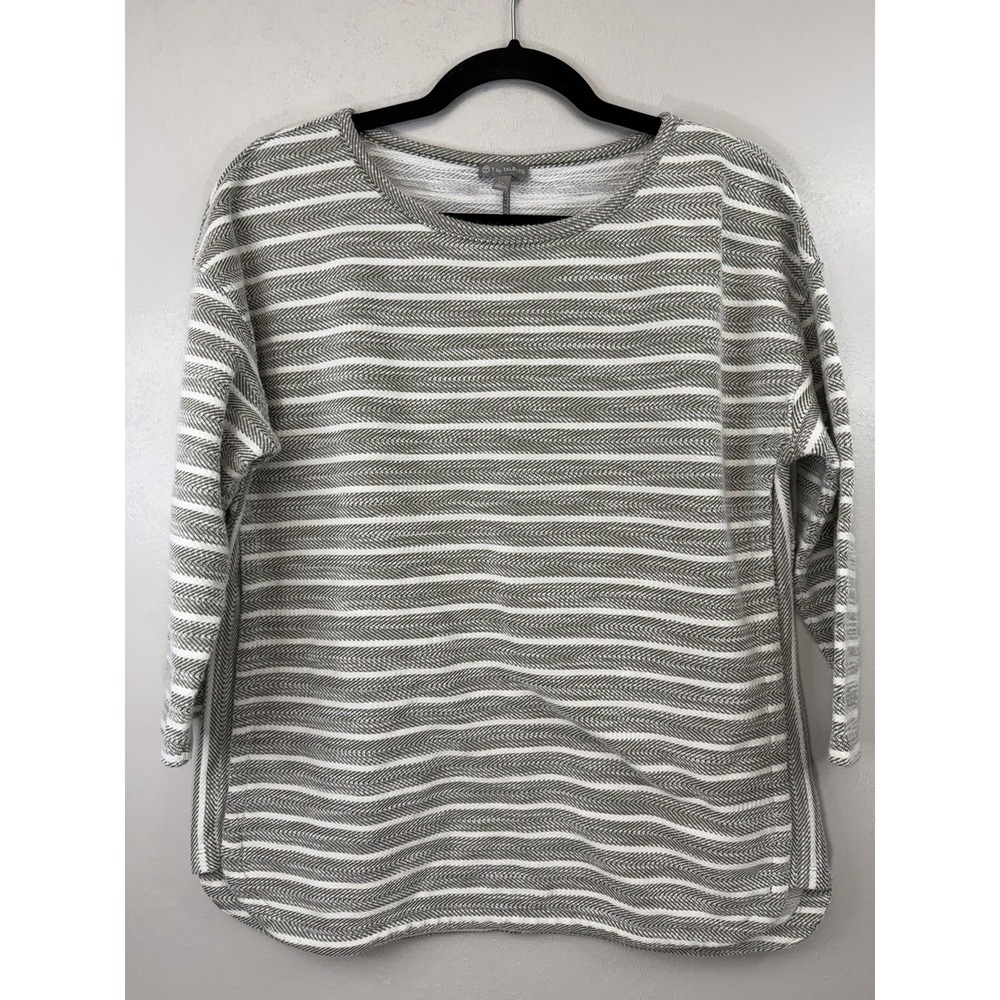 Talbots Petite Light Olive/cream Striped Tunic W Scoopneck Size L‎ Petite